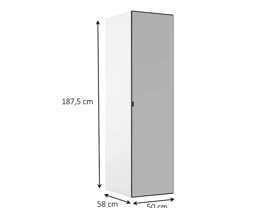 Armoire penderie blanche avec miroir GoodHome Atomia H. 187,5 x L. 50 x P. 58 cm