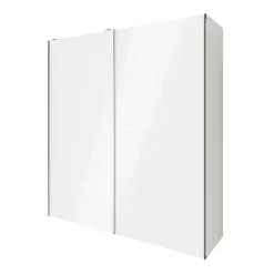 Armoire penderie blanche portes coulissantes blanches brillantes GoodHome Atomia H. 225 x L. 200 x P. 63,5 cm