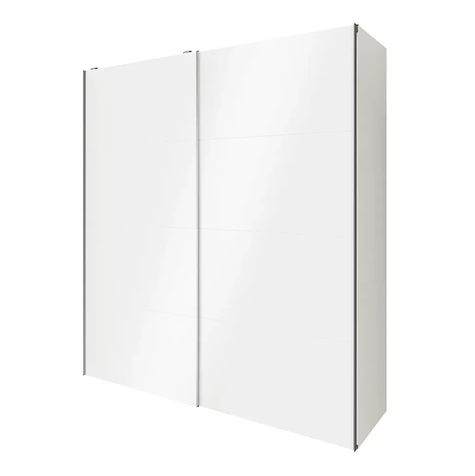 Armoire penderie blanche portes coulissantes blanches brillantes GoodHome Atomia H. 225 x L. 200 x P. 63,5 cm