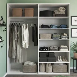 Armoire penderie blanche portes coulissantes blanches brillantes GoodHome Atomia H. 225 x L. 200 x P. 63,5 cm