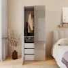 Armoire penderie blanche avec miroir et bloc 3 tiroirs GoodHome Atomia H. 187,5 x L. 75 x P. 58 cm