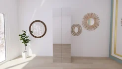 Armoire penderie blanche avec miroir et bloc 3 tiroirs GoodHome Atomia H. 225 x L. 75 x P. 58 cm