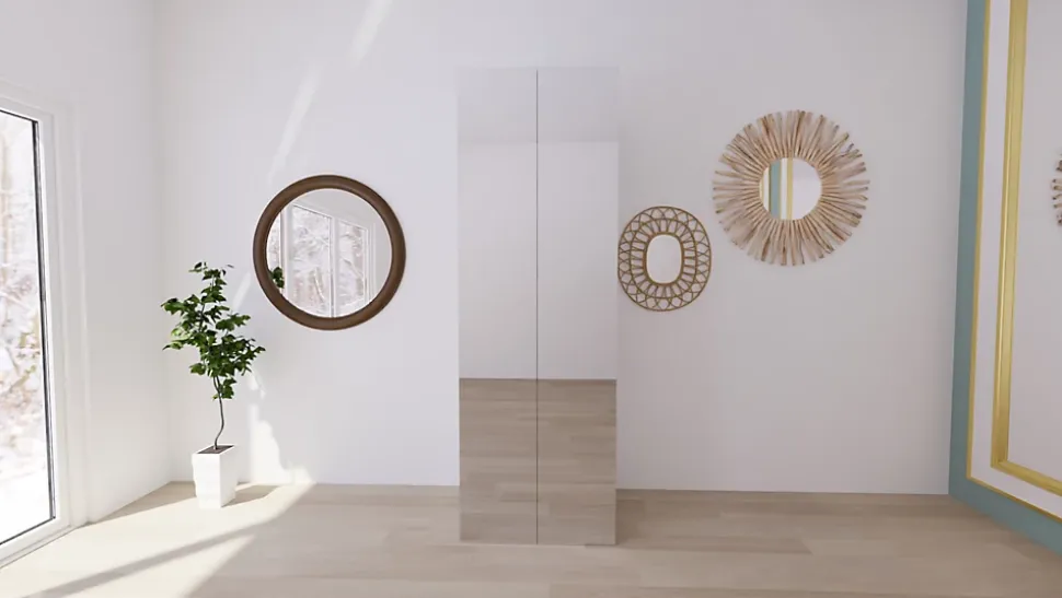 Armoire penderie blanche avec miroir et bloc 3 tiroirs GoodHome Atomia H. 225 x L. 75 x P. 58 cm