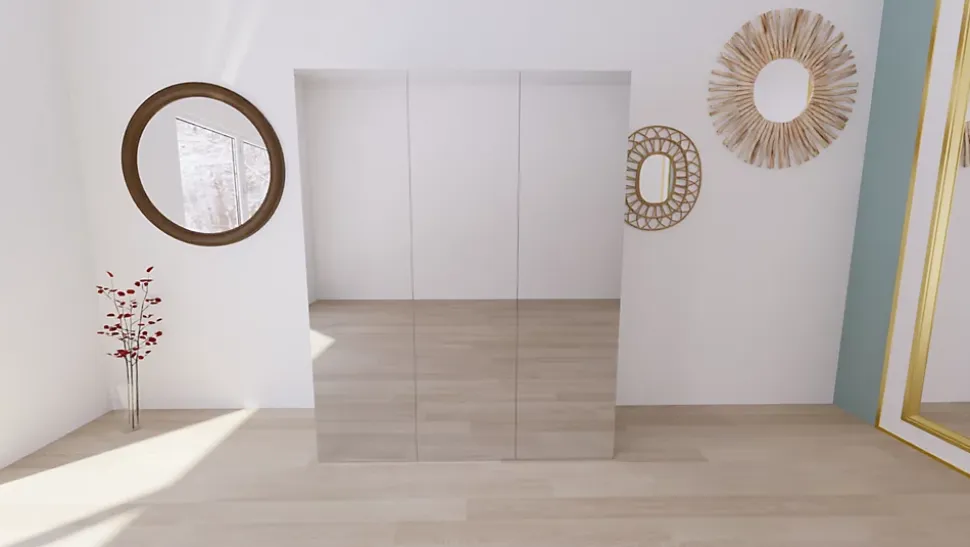 Armoire penderie blanche avec miroir GoodHome Atomia H. 187,5 x L. 150 x P. 58 cm