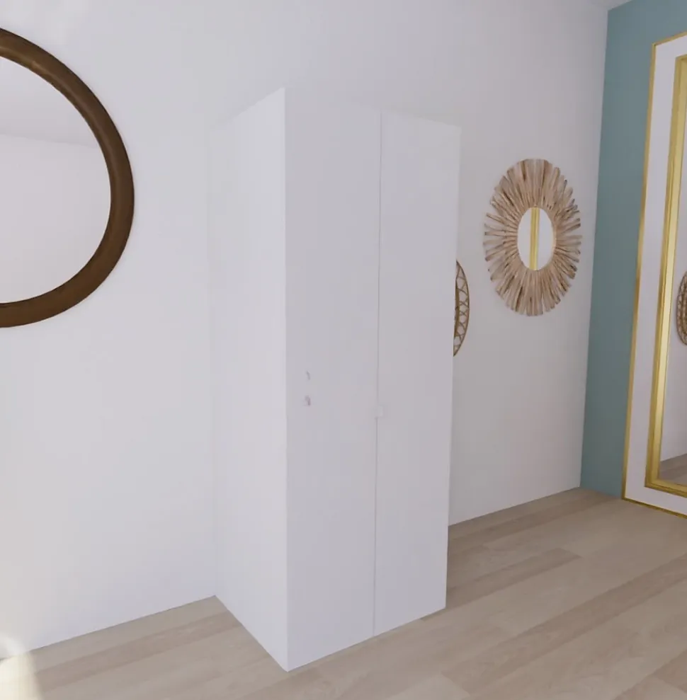 Armoire penderie blanche avec bloc 3 tiroirs GoodHome Atomia H. 187,5 x L. 75 x P. 58 cm