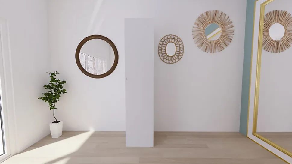 Armoire penderie blanche avec étagère GoodHome Atomia H. 225 x L. 50 x P. 58 cm