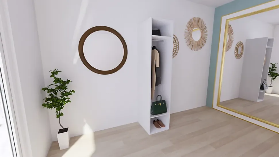 Armoire penderie blanche avec étagère GoodHome Atomia H. 225 x L. 50 x P. 58 cm