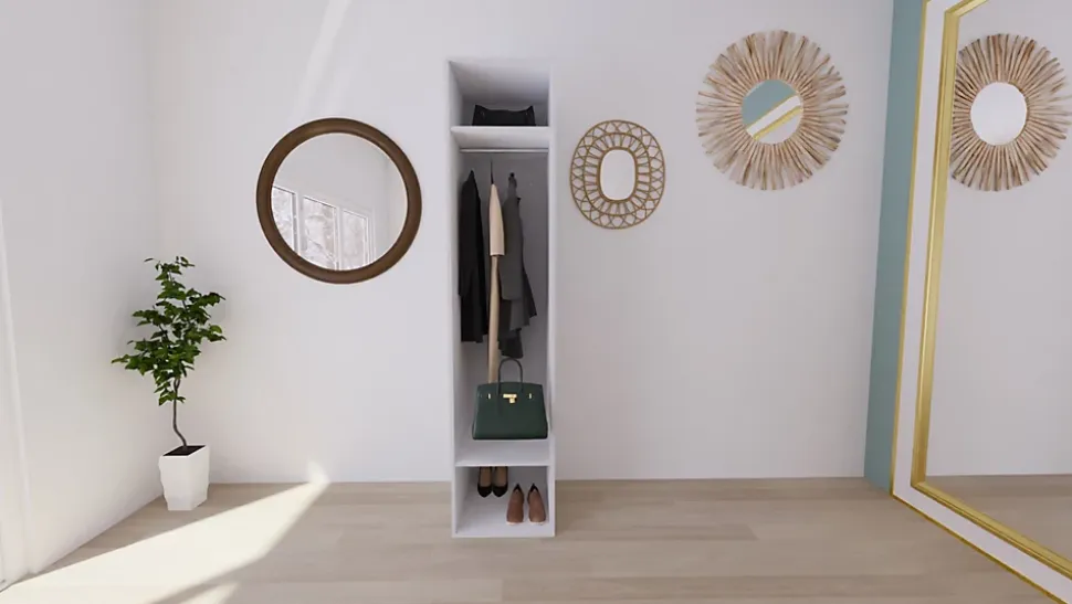 Armoire penderie blanche avec étagère GoodHome Atomia H. 225 x L. 50 x P. 58 cm