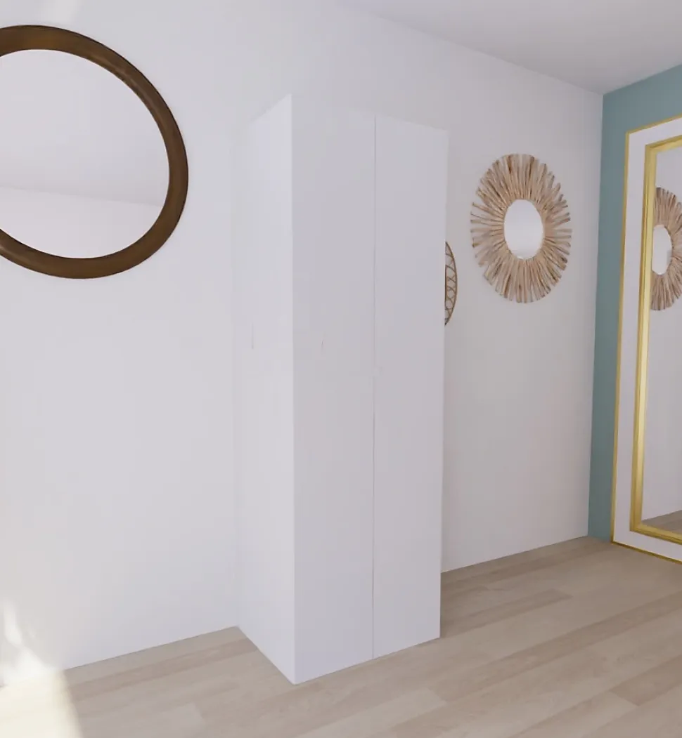 Armoire penderie blanche avec bloc 3 tiroirs GoodHome Atomia H. 225 x L. 75 x P. 58 cm