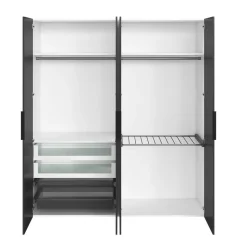 Armoire penderie blanche avec 4 portes battantes noires H.225 x L.200 x P.58 cm, GoodHome Atomia Noveleties