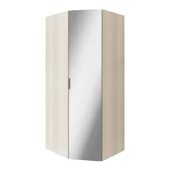 Armoire penderie d'angle effet chêne avec porte battante miroir GoodHome Atomia H. 225 x L. 100 x P. 89 cm