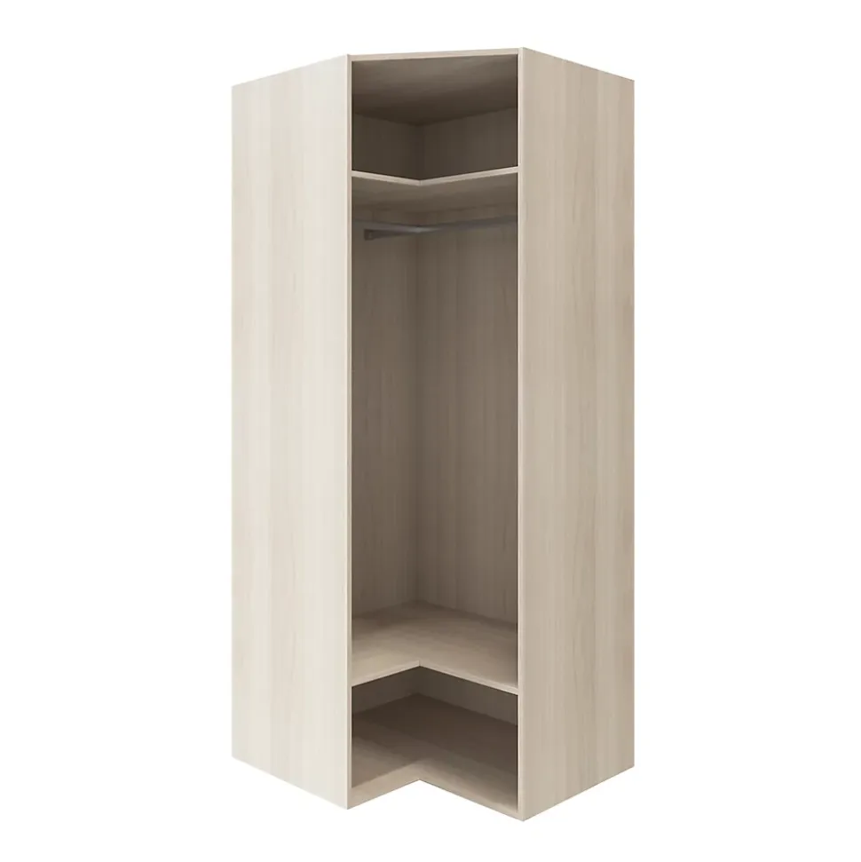 Armoire penderie d'angle effet chêne avec porte battante miroir GoodHome Atomia H. 225 x L. 100 x P. 89 cm