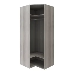 Armoire penderie d'angle effet chêne grisé avec porte battante miroir GoodHome Atomia H. 225 x L. 100 x P. 89 cm