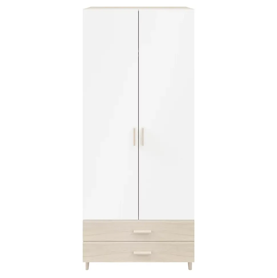 Armoire penderie effet chêne portes battantes blanches GoodHome Atomia H. 235 x L. 100 x P. 60 cm