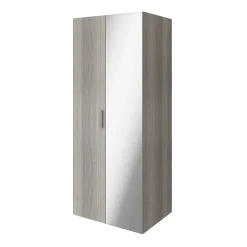 Armoire penderie effet chêne grisé portes battantes miroir et effet chêne grisé GoodHome Atomia H. 187,5 x L. 75 x P. 60 cm