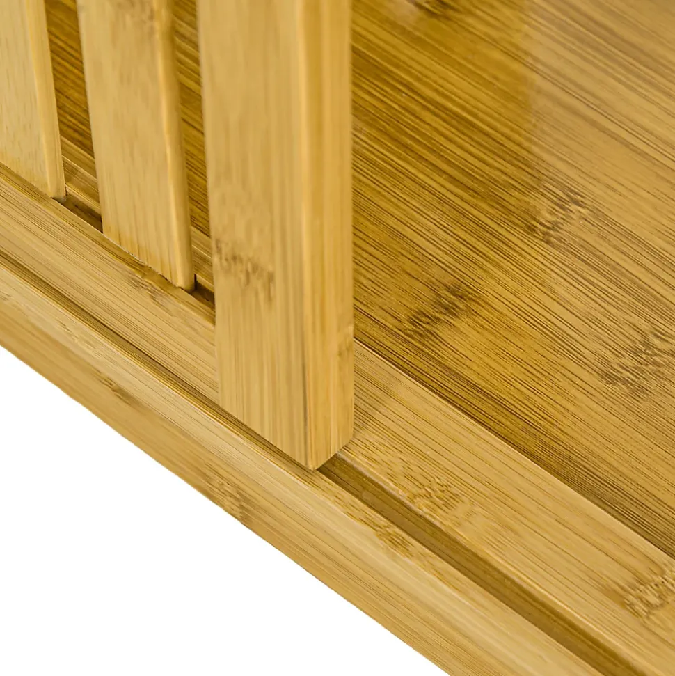 Armoire penderie en bambou - 2 portes coulissantes, 7 étagères, 2 barres - dim. 145L x 35l x 165Hcm
