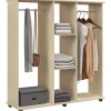 Armoire penderie meuble de rangement mobile 6 roulettes 120L x 40l x 128H cm panneaux de particules aspect bois chêne