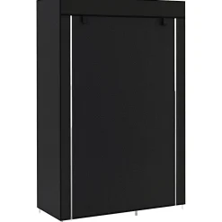 Armoire penderie multi-rangement - 6 étagères, 1 barre - dim. 103L x 43l x 162,5H cm - acier noir non tissé noir