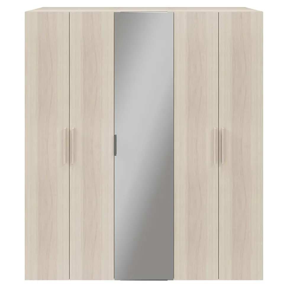 Armoire penderie portes battantes miroir et effet chêne GoodHome Atomia H. 225 x L. 200 x P. 60 cm