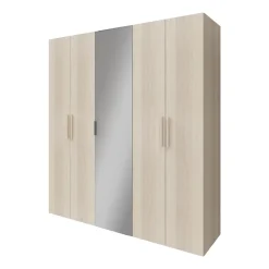 Armoire penderie portes battantes miroir et effet chêne GoodHome Atomia H. 225 x L. 200 x P. 60 cm