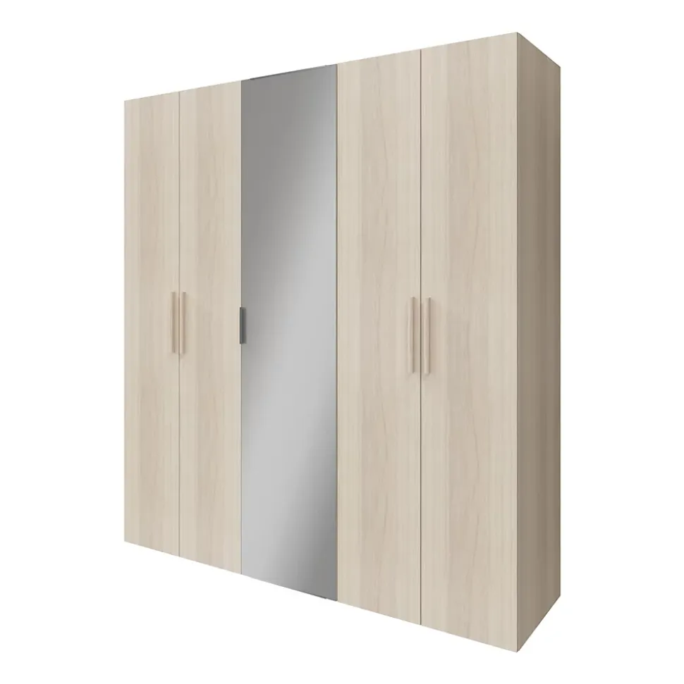 Armoire penderie portes battantes miroir et effet chêne GoodHome Atomia H. 225 x L. 200 x P. 60 cm