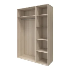 Armoire penderie portes battantes miroir et effet chêne GoodHome Atomia H. 225 x L. 150 x P. 60 cm