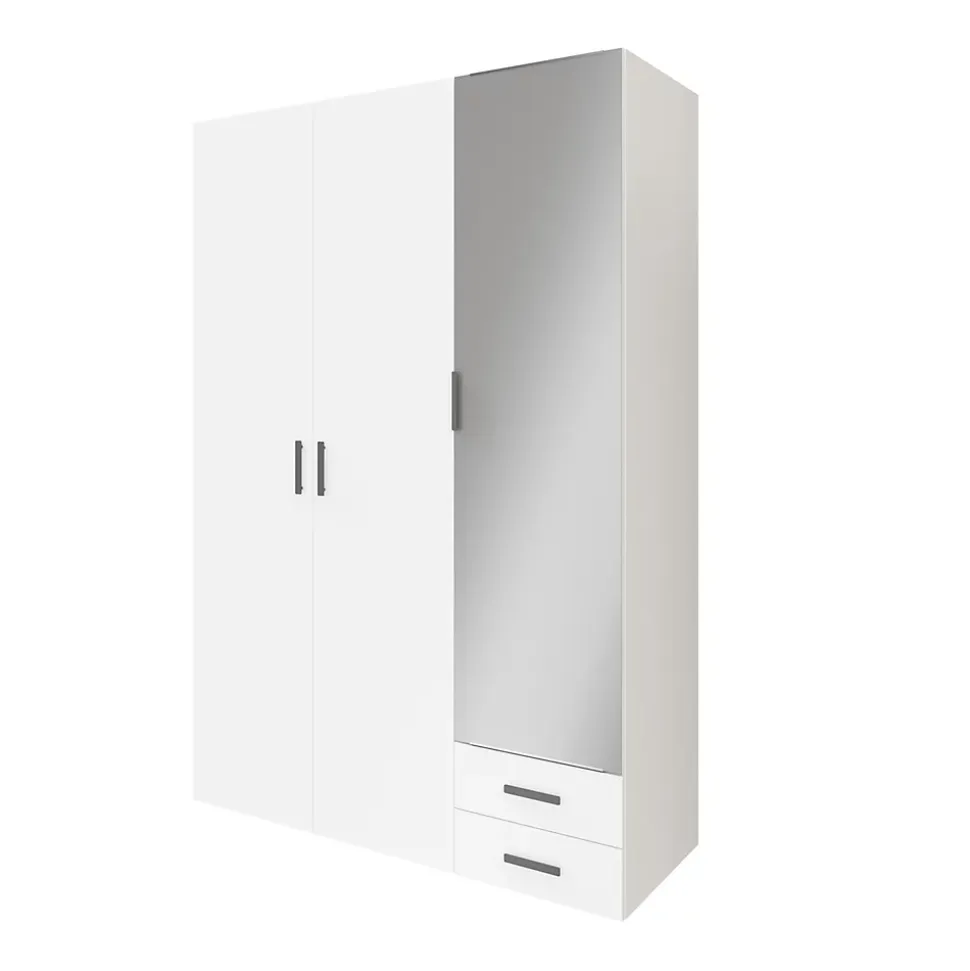 Armoire penderie portes battantes miroir et tiroirs blanc GoodHome Atomia H. 225 x L. 150 x P. 60 cm