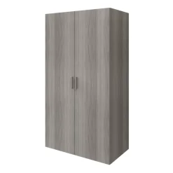 Armoire penderie portes battantes effet chêne grisé avec 6 étagères GoodHome Atomia H. 187,5 x L. 100 x P. 60 cm