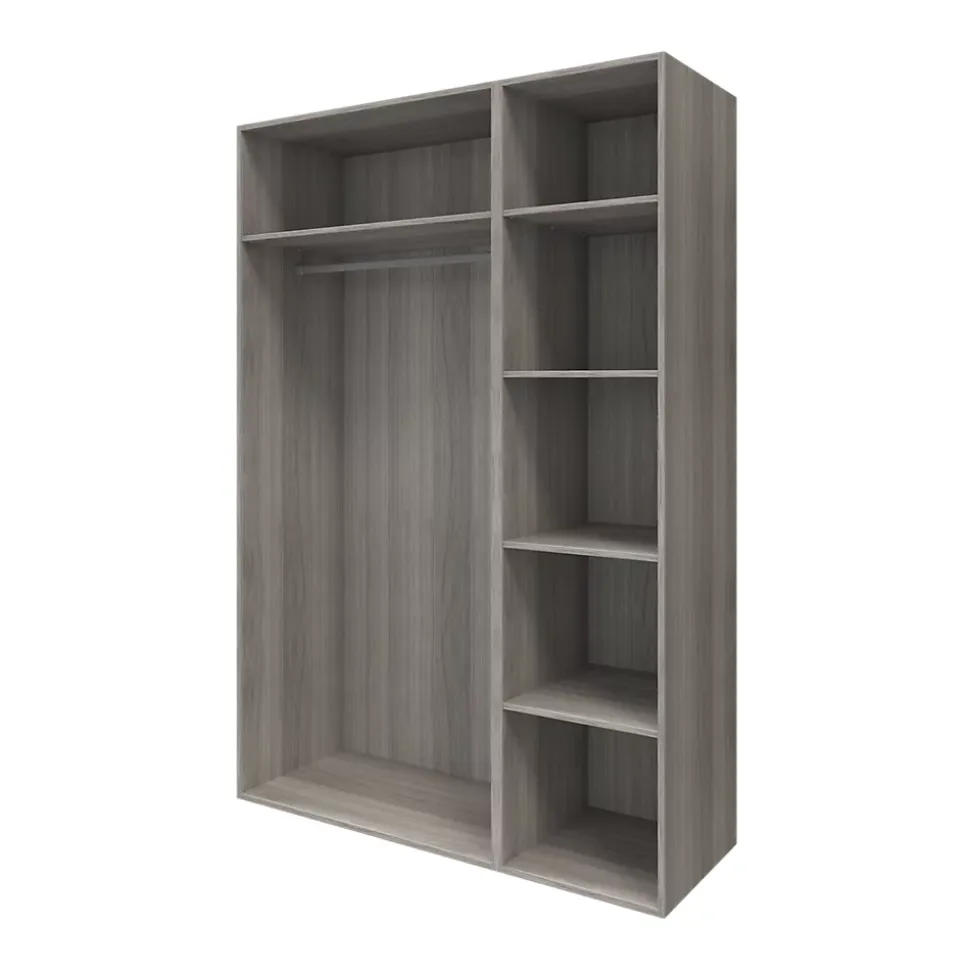 Armoire penderie portes battantes miroir et effet chêne grisé GoodHome Atomia H. 225 x L. 150 x P. 60 cm