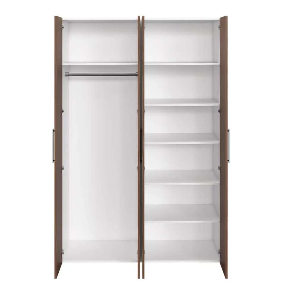 Armoire penderie portes battantes effet noyer et blanc GoodHome Atomia H. 225 x L. 150 x P. 58 cm