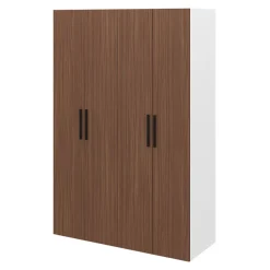 Armoire penderie portes battantes effet noyer et blanc GoodHome Atomia H. 225 x L. 150 x P. 58 cm