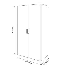 Armoire penderie portes battantes effet chêne avec 5 étagères GoodHome Atomia H. 187,5 x L. 100 x P. 60 cm