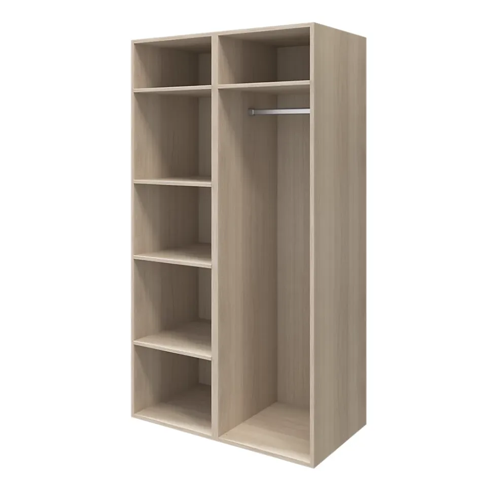 Armoire penderie portes battantes effet chêne avec 5 étagères GoodHome Atomia H. 187,5 x L. 100 x P. 60 cm