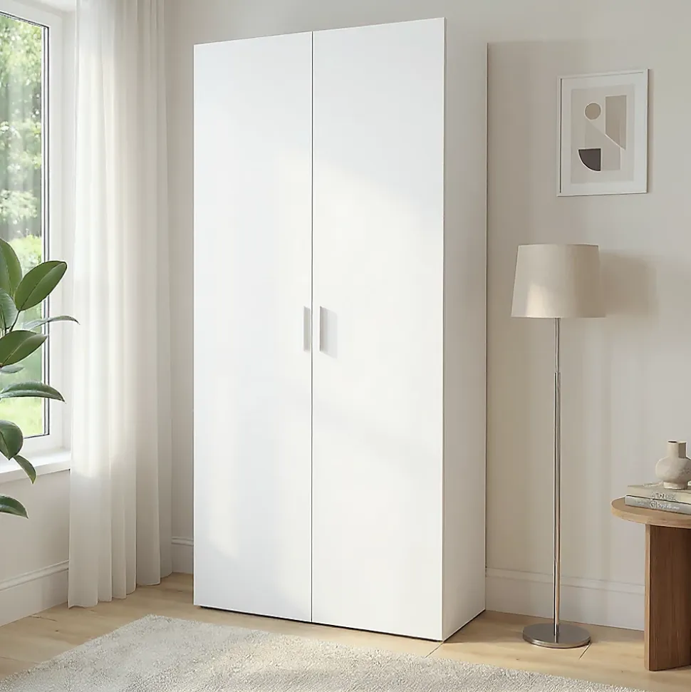 Armoire penderie portes battantes blanc GoodHome Atomia H. 225 x L. 100 x P. 45 cm