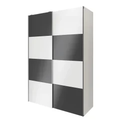Armoire penderie portes coulissantes blanches brillantes et anthracite brillant GoodHome Atomia H. 225 x L. 150 x P. 63,5 cm