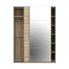 Armoire penderie portes coulissantes effet chêne et miroir l. 150 x H. 200 x Ep. 57 cm