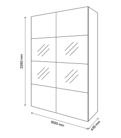 Armoire penderie portes coulissantes blanches et anthracite brillant GoodHome Atomia H. 225 x L. 150 x P. 63,5 cm