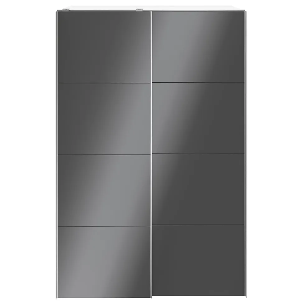 Armoire penderie portes coulissantes blanches et anthracite brillant GoodHome Atomia H. 225 x L. 150 x P. 63,5 cm