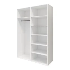 Armoire penderie portes coulissantes blanches et anthracite brillant GoodHome Atomia H. 225 x L. 150 x P. 63,5 cm
