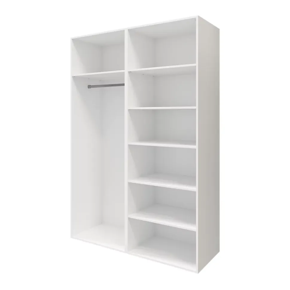 Armoire penderie portes coulissantes blanches et anthracite brillant GoodHome Atomia H. 225 x L. 150 x P. 63,5 cm