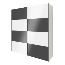 Armoire penderie portes coulissantes blanches brillantes et anthracite brillant GoodHome Atomia H. 225 x L. 200 x P. 63,5 cm