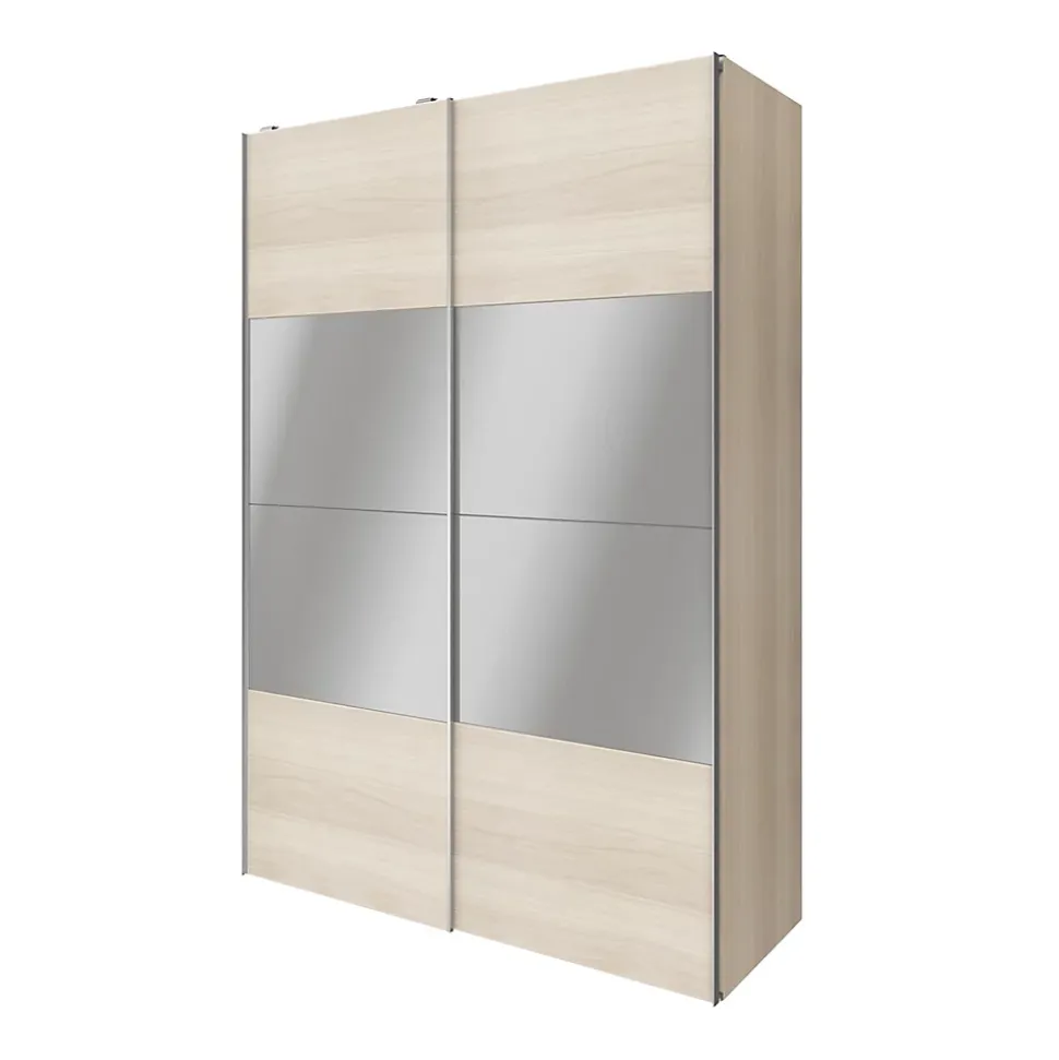 Armoire penderie portes coulissantes effet chêne et miroir GoodHome Atomia H. 225 x L. 150 x P. 63,5 cm