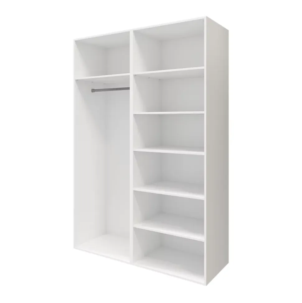 Armoire penderie portes coulissantes blanches brillantes GoodHome Atomia H. 225 x L. 150 x P. 63,5 cm