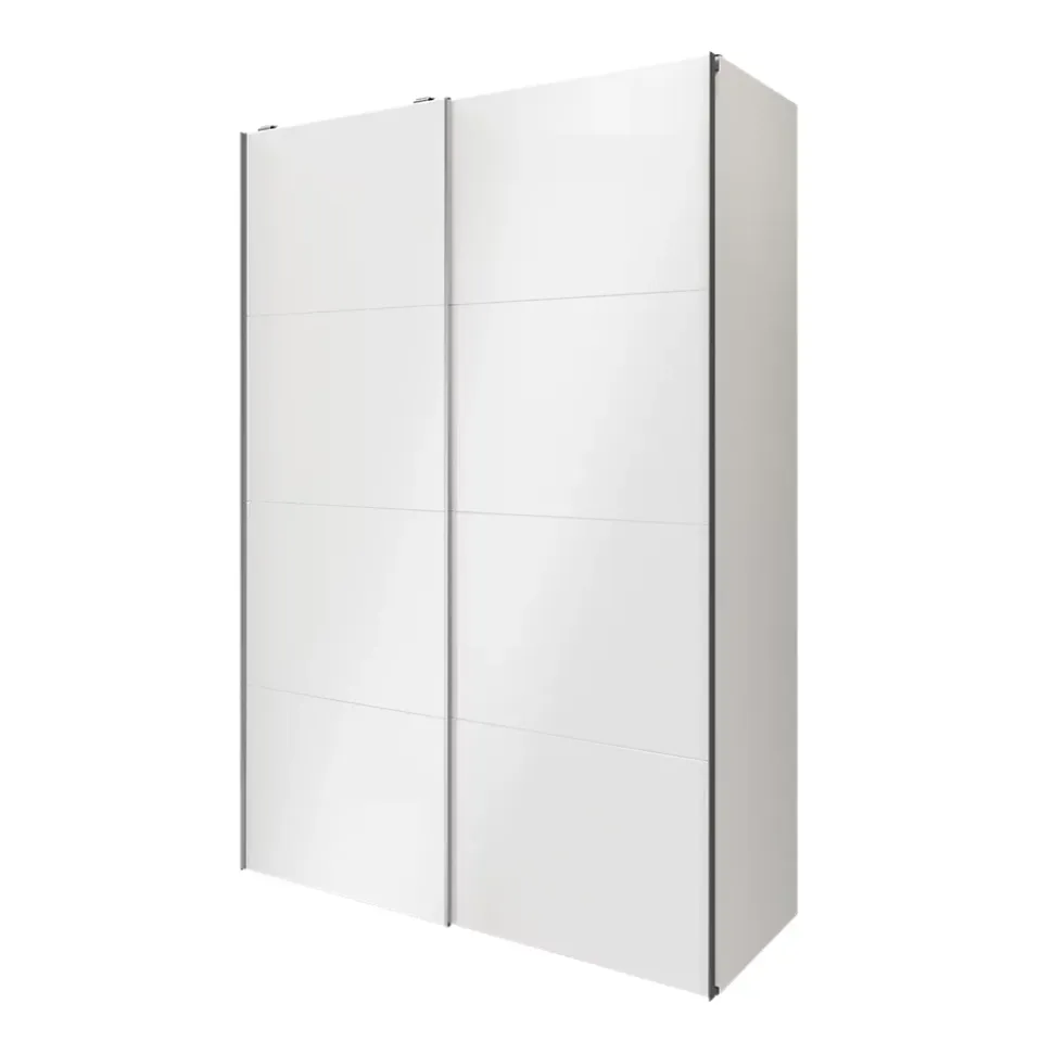 Armoire penderie portes coulissantes blanches brillantes GoodHome Atomia H. 225 x L. 150 x P. 63,5 cm