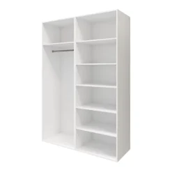 Armoire penderie portes coulissantes blanches brillantes et effet chêne GoodHome Atomia H. 225 x L. 150 x P. 63,5 cm