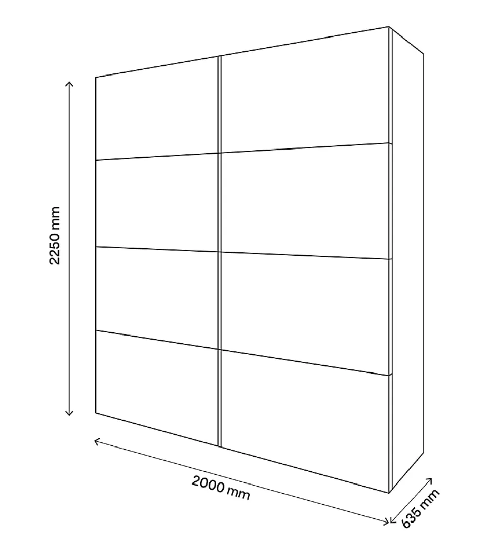 Armoire penderie portes coulissantes effet chêne grisé et miroir GoodHome Atomia H. 225 x L. 200 x P. 63,5 cm