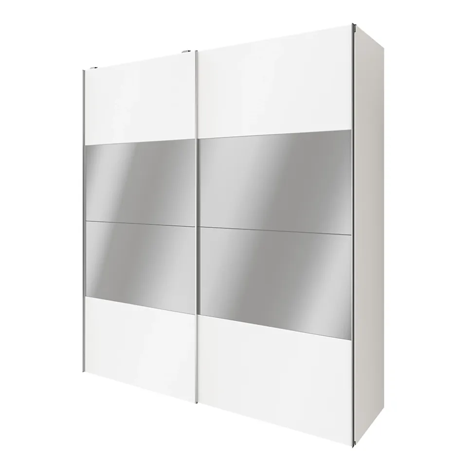 Armoire penderie portes coulissantes blanches et miroir GoodHome Atomia H. 225 x L. 200 x P. 63,5 cm