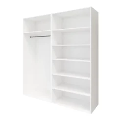 Armoire penderie portes coulissantes blanches et miroir GoodHome Atomia H. 225 x L. 200 x P. 63,5 cm