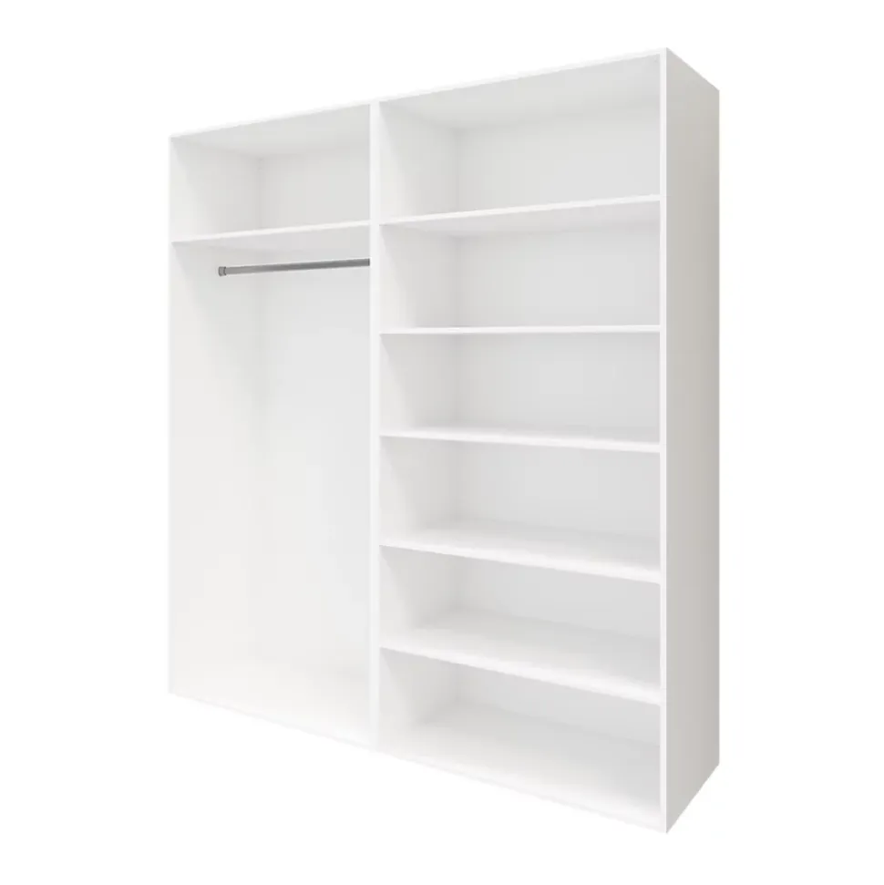 Armoire penderie portes coulissantes blanches et miroir GoodHome Atomia H. 225 x L. 200 x P. 63,5 cm