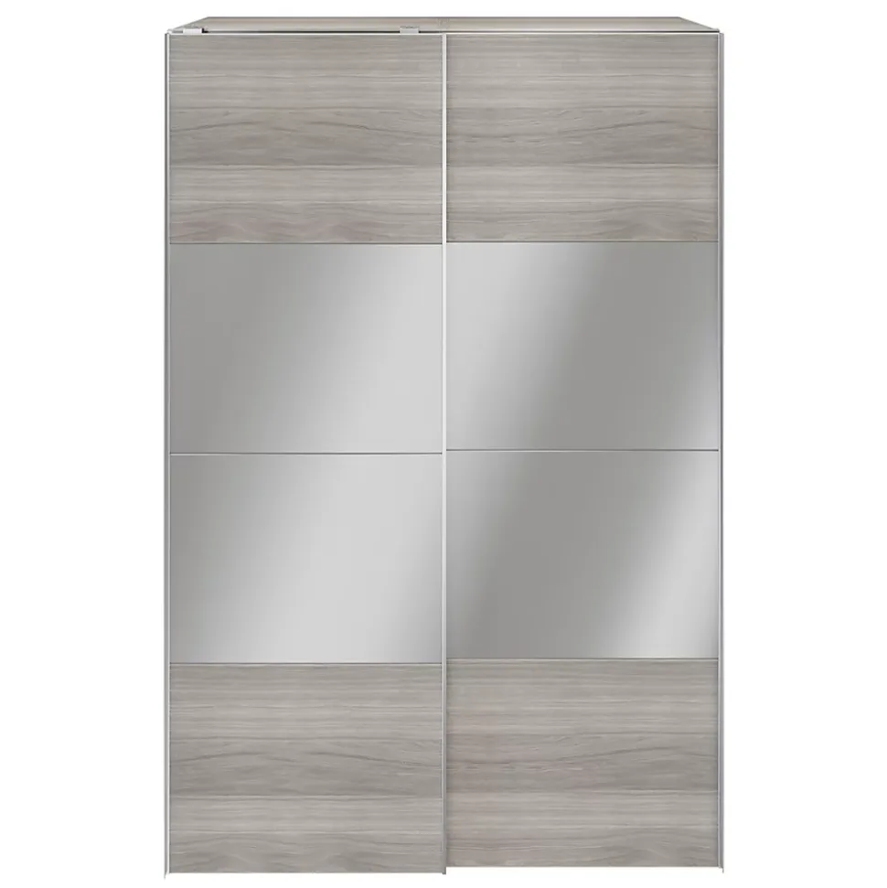 Armoire penderie portes coulissantes effet chêne grisé et miroir GoodHome Atomia H. 225 x L. 150 x P. 63,5 cm